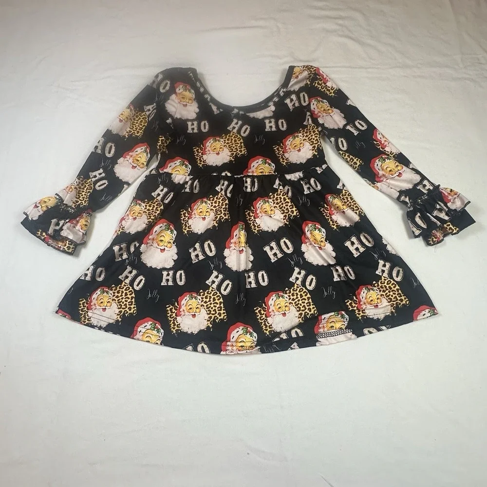 Christmas Cheetah Santa Girls Unique Unbranded Outfit Boutique‎ 4T NEW
